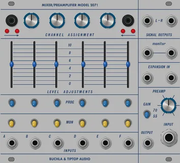 Tiptop Audio Mixer/Preamplifier Model 207t — 28 HP